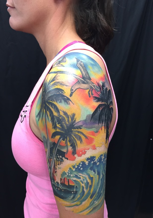  California Ocean Scene Tattoo by Brandon Notch 
