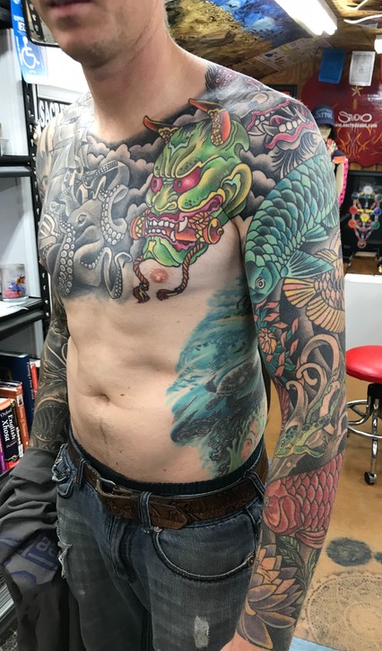 Japanese fish sleeve tattoo 