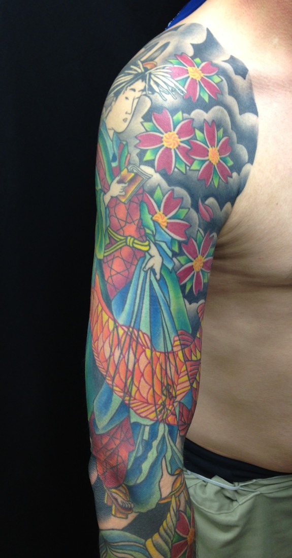  Japanese geisha sleeve tattoo by Brandon Notch 