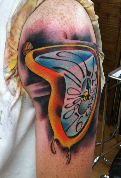  Salvador Dali (Melting Clock) Tattooed by Brandon Notch 