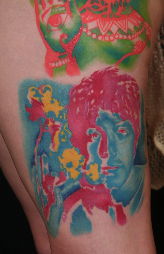  Paul McCartney art portrait tattooed By Brandon Notch (Flower-power Paul) The Beatles  