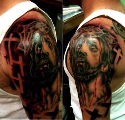  Jesus Cover-Up tattoo by Brandon Notch 