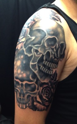 Skulls Cover-Up tattoo by Brandon Notch 