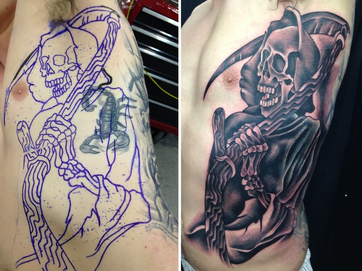  Grim reaper Cover-Up tattoo by Brandon Notch 