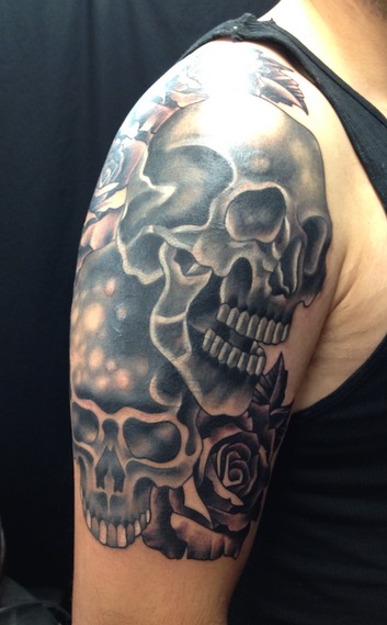  Skulls Cover-Up tattoo by Brandon Notch 