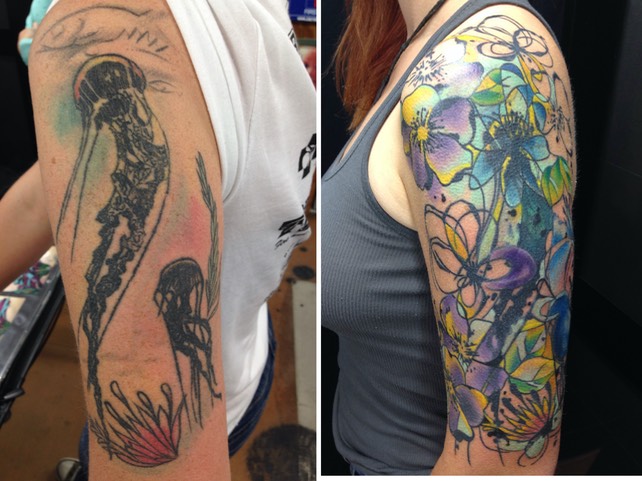  Trash polka style tattoo cover-up tattoo by Brandon G Notch 