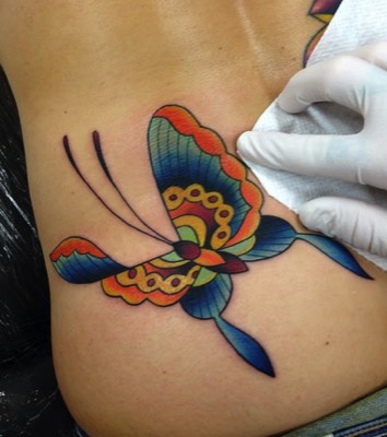  American Traditional Butterfly Tattoo 