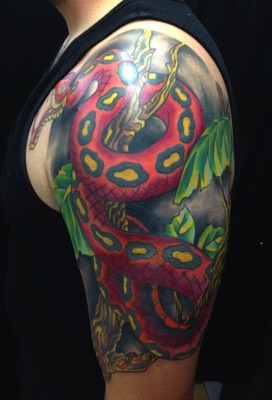  Japanese snake tattooed  by Brandon Notch (Cover-Up) 