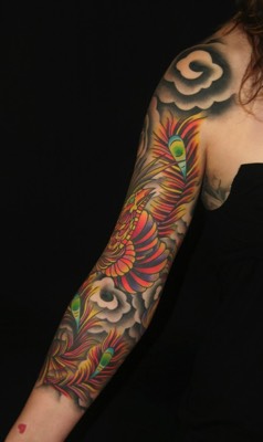  Japanese phoenix tattoo sleeve by Brandon Notch 