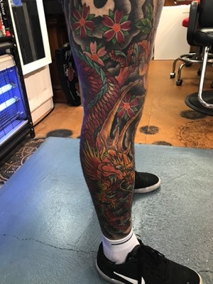  Japanese Color dragon sleeve tattoo 