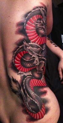  Black Japanese dragon tattoo 