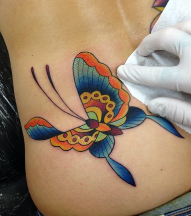  American Traditional Butterfly Tattoo 