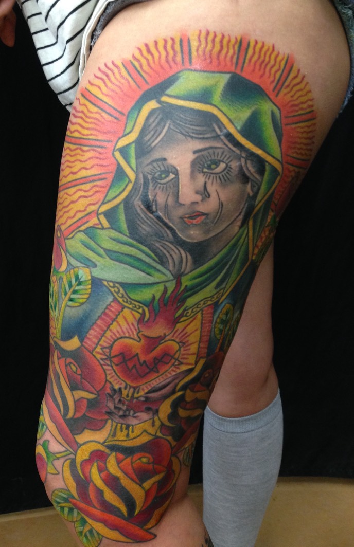  American traditional Virgin Mary tattoo 
