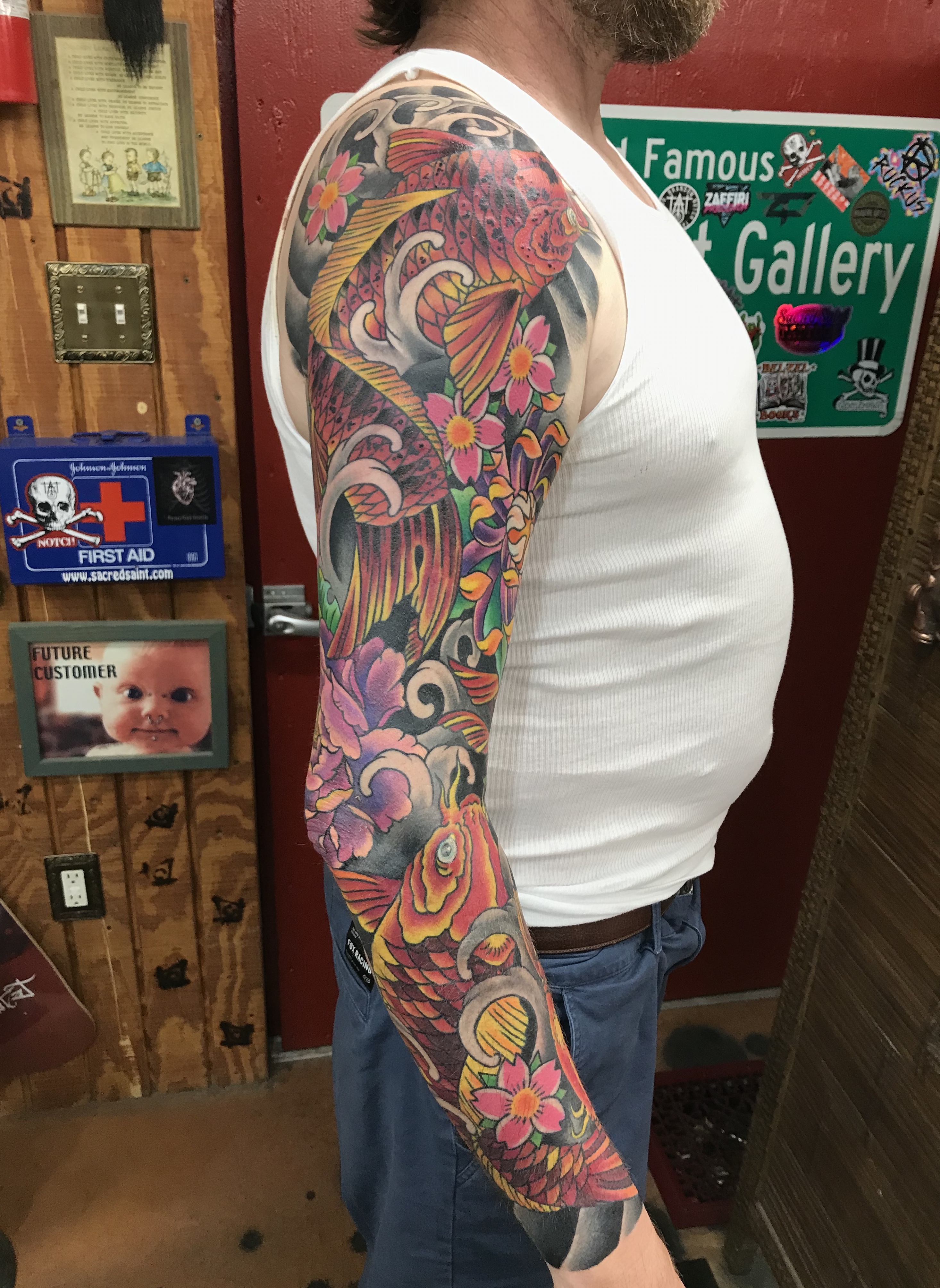  Japanese Koi fish tattoo, full sleeve by Brandon Notch 