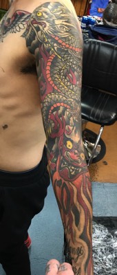  Japanese Oni tattoo sleeve 