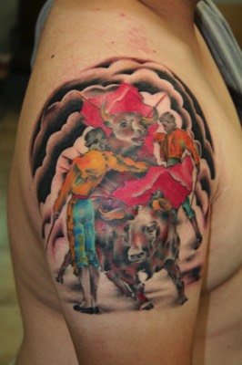  Bullfighting tattoo by Brandon Notch 