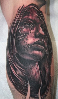  Zombie girl portrait tattoo 